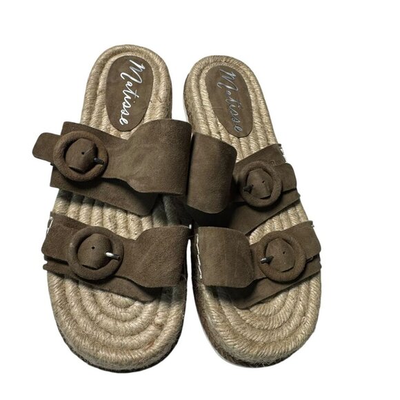 Matisse CAPE suede flat espadrille womens double buckle sandals size 9 new - Picture 1 of 8